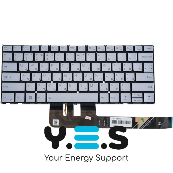 Клавіатура для ноутбука Lenovo Yoga 9 14IRP8 — срібляста, без рамки, з підсвіткою клавіш, розкладка RU