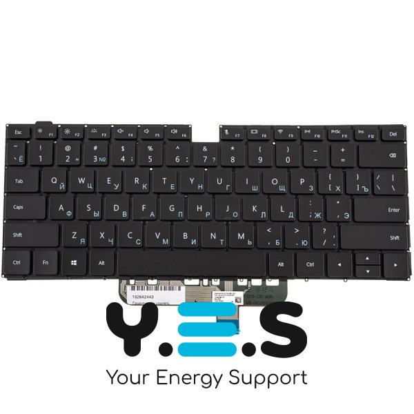 Клавіатура для ноутбука Huawei W19R/W29 — чорна, без рамки, з підсвіткою клавіш, RU-розкладка