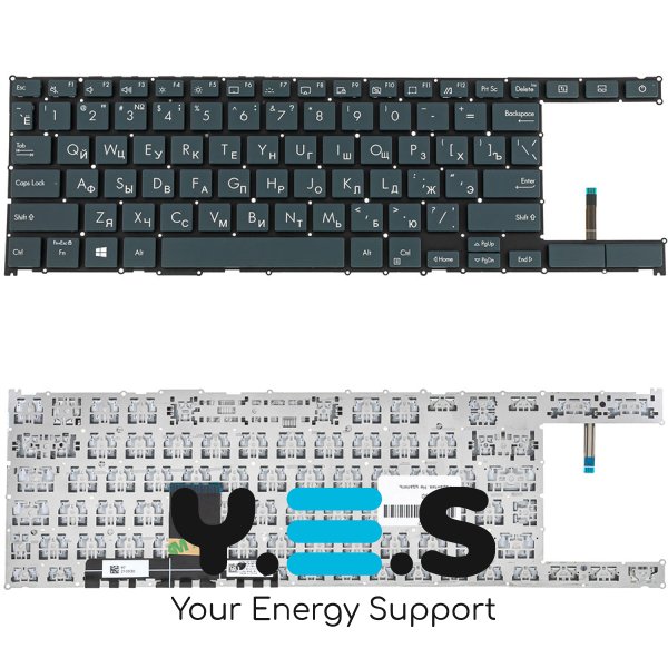 Клавіатура для ноутбуків ASUS UX482 series, розкладка RU, чорна, без рамки (без фрейма)