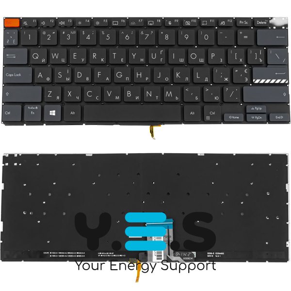 Клавіатура для ноутбука ASUS (серії X3400, X7400) — українська розкладка, чорна, без рамки, підсвітка клавіш (червона Esc) Original