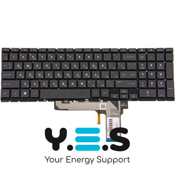 Клавіатура для ноутбука HP Victus 16‑E — чорна, RU-розкладка, без рамки, з підсвіткою клавіш