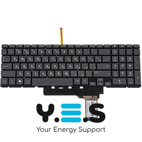 Клавіатура для ноутбука **HP Victus 16-K** — **RU-розкладка**, **темно-сіра**, **без рамки**, **з підсвіткою клавіш**