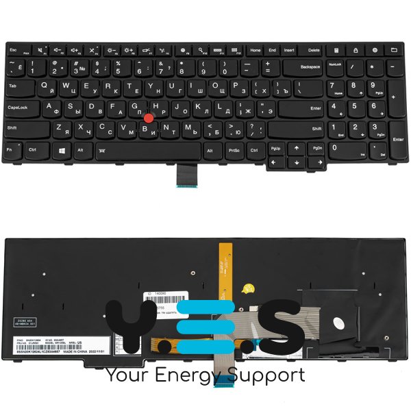 Клавіатура з підсвіткою для ноутбука Lenovo ThinkPad E550, E555 — чорна, RU-розкладка