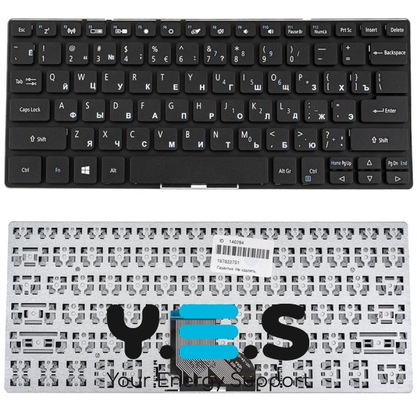 Клавіатура для ноутбука Acer Spin SP111-32, RU-розкладка, чорна, без рамки (фрейма)