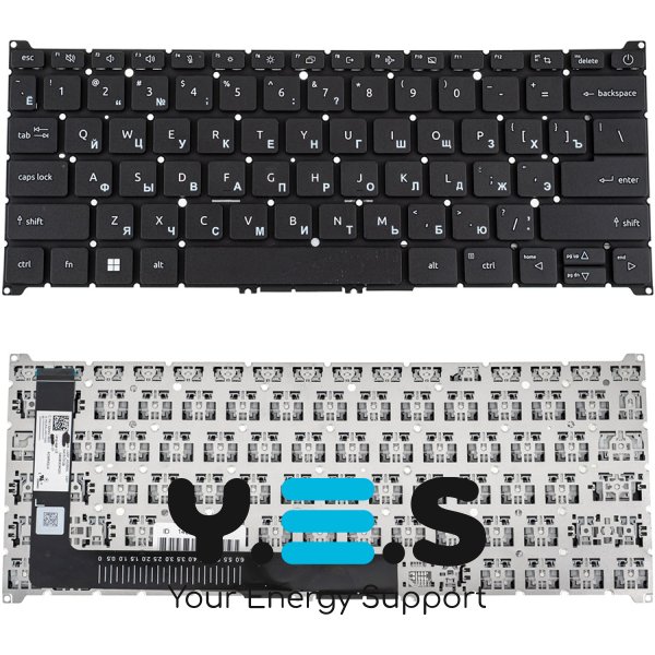Клавіатура для ноутбука Acer (AS: A314-36, A314-42), розкладка RU, чорна, без рамки