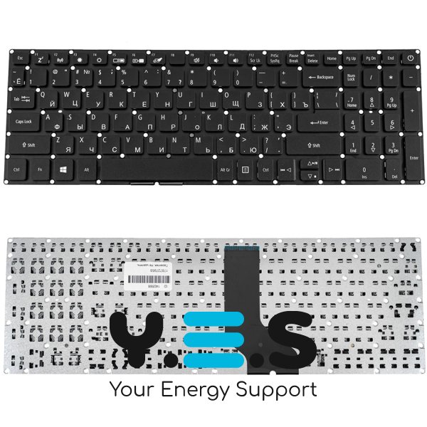 Клавіатура для ноутбука Acer Aspire A315-53 (AS: A315-53), RUS-розкладка, чорна, без рамки