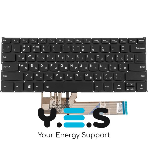 Клавіатура для ноутбука Lenovo Yoga 530-14ARR, 530-14IK — чорна, RU-розкладка, без рамки, з підсвіткою клавіш