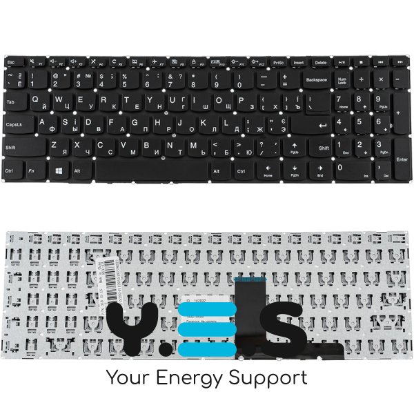 Клавіатура для ноутбука Lenovo IdeaPad 310-15 — українська розкладка, чорна, без рамки