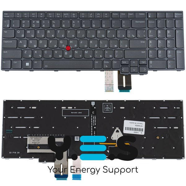 Клавіатура для ноутбука Lenovo ThinkPad P16 Gen 1 — чорна, з підсвіткою клавіш, RU-розкладка