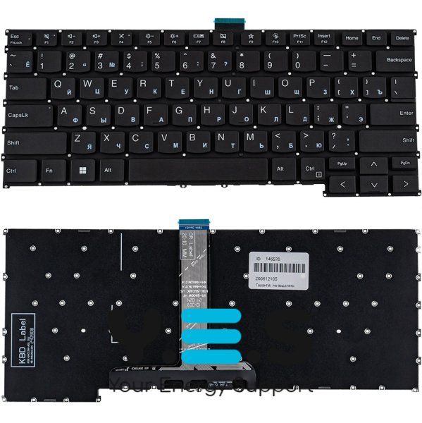 Клавіатура для ноутбука Lenovo ThinkBook 14 G6 series — чорна, розкладка RU, без рамки