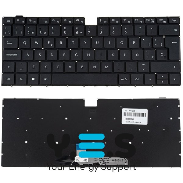 Клавіатура для ноутбука HUAWEI серії D14 та D15 — англійська розкладка, чорна, без рамки