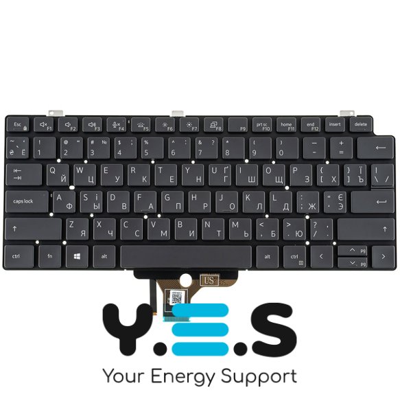 Клавіатура для ноутбука Dell Latitude 7310, RU-розкладка, чорна, без фрейма, Original