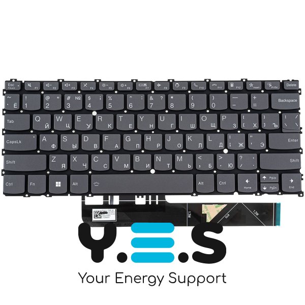 Клавіатура для ноутбука Lenovo ThinkBook 13s G4 series — темно-сіра, без рамки, з підсвіткою клавіш, RU-розкладка