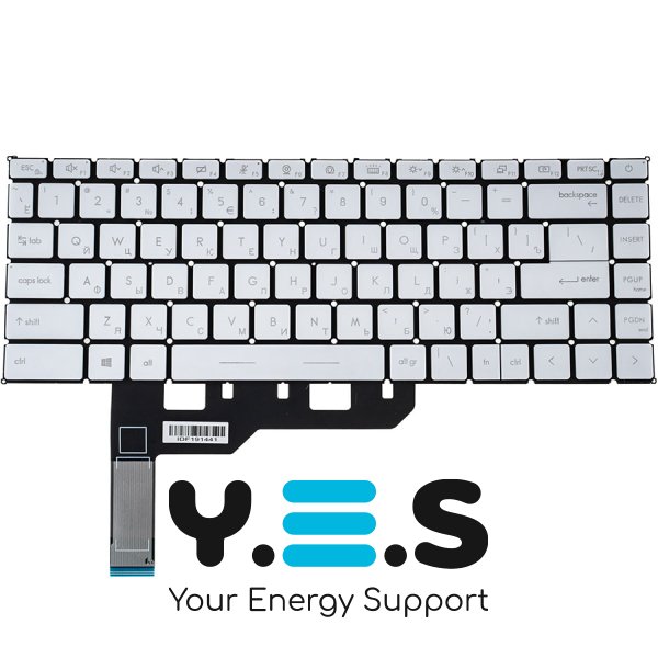 Клавіатура для ноутбука MSI Modern 14 B — біла, RU-розкладка, підсвічування клавіш, без рамки