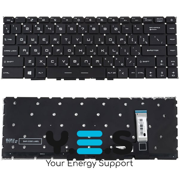 Клавіатура для ноутбука MSI GS66, GE66 — чорна, без рамки, з підсвічуванням клавіш, RU-розкладка