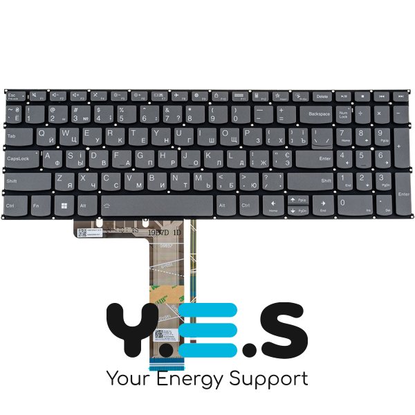 Клавіатура для ноутбука Lenovo IdeaPad (серії 3-15, 3-17) — українська розкладка, темно-сіра, без рамки, з підсвіткою клавіш, Original