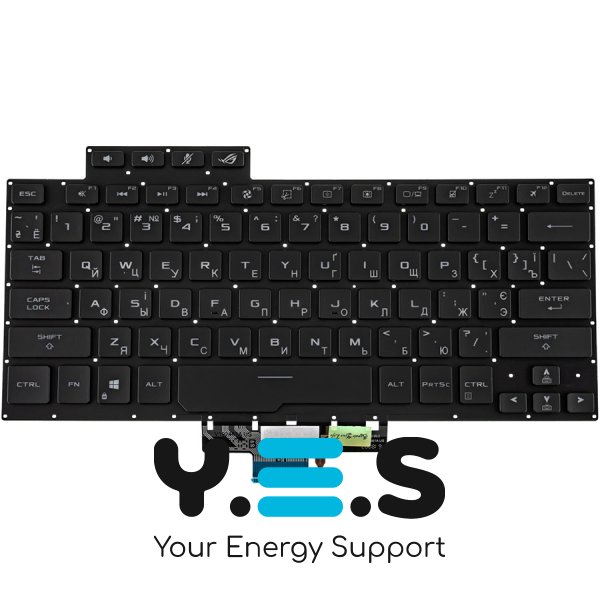 Клавіатура для ноутбука ASUS GA401 series — українська розкладка, чорна, без рамки, з підсвічуванням клавіш