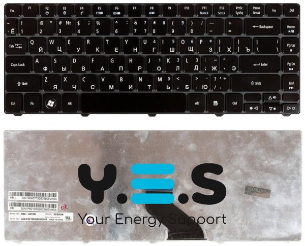 Клавіатура для ноутбука Acer Aspire 3810T — чорна, глянцева, розкладка RU