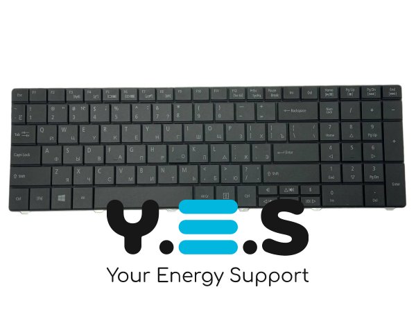 Клавіатура для ноутбука Acer Aspire E1-521/E1-531/E1-531G/E1-571/E1-571G, TravelMate 5335/5542/5735/5740/5742/5744/7740/8531/8537/8571/8572, P253/P253-E/P253-M/P253-MG/P453, Packard Bell EasyNote LE11/TE69 — чорна, RU