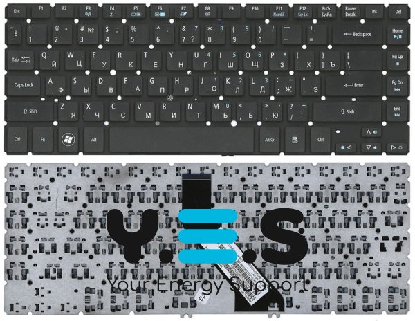 Клавіатура для ноутбука Acer Aspire V5-431 / V5-431G / V5-431P / V5-431PG / V5-471 / V5-471G / V5-471P — чорна, без рамки, RU-розкладка