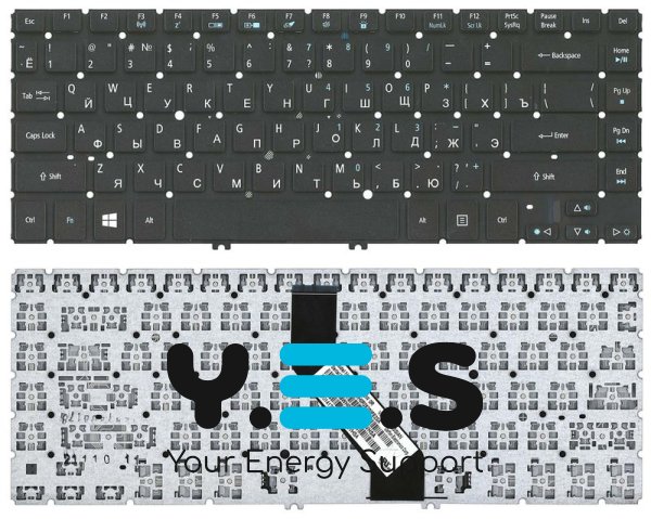 Клавіатура для ноутбука Acer Aspire V5-431, V5-431G, V5-431P, V5-431PG, V5-471, V5-471G, V5-471P з підсвіткою (Light), чорна, без рамки, розкладка RU