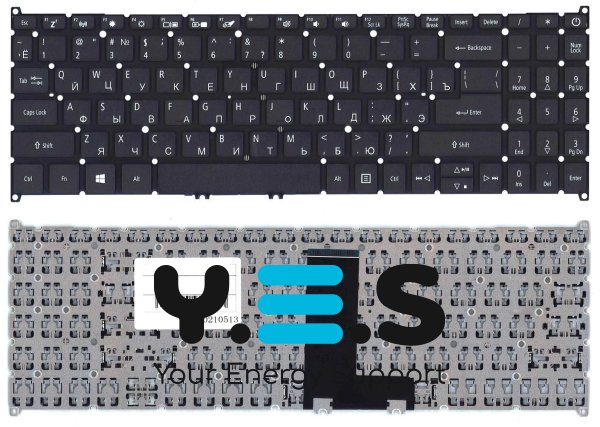 Клавіатура для ноутбука Acer Aspire A315-55 — чорна, без рамки, розкладка RU