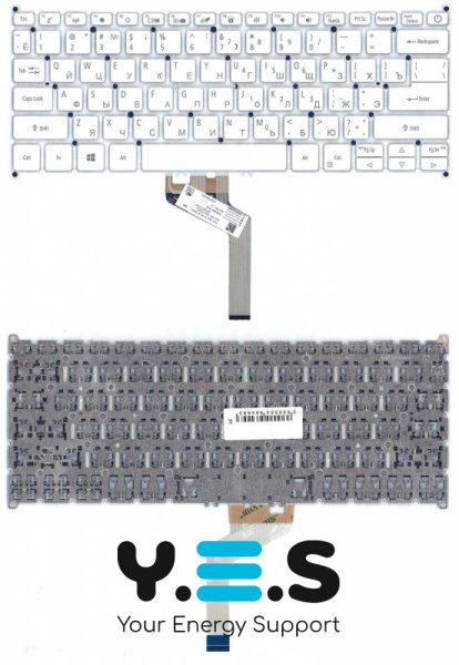 Клавіатура для ноутбука Acer Aspire Swift 7 SF713-51 — біла, без рамки, розкладка RU
