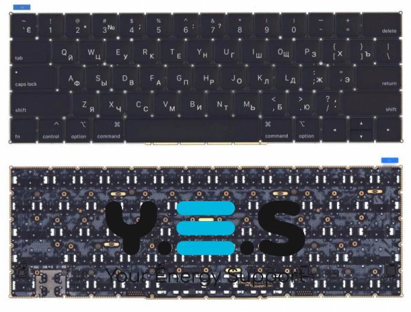 Клавиатура для ноутбука Apple MacBook Pro Retina 13" A1989, (No Frame), RU (плоский Enter)
