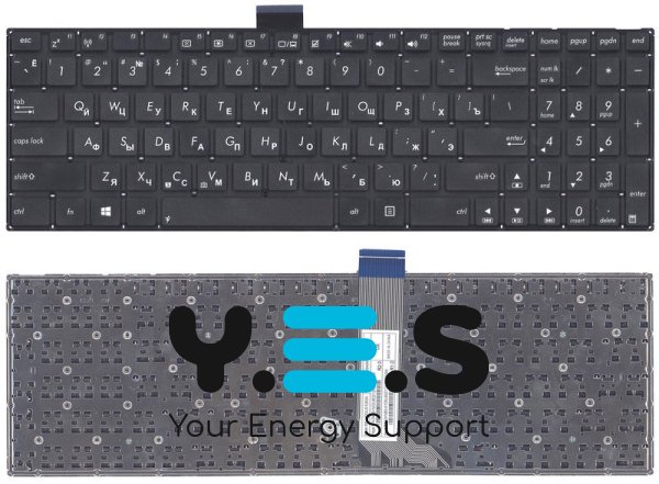 Клавіатура для ноутбука ASUS X502, чорна, без рамки, розкладка RU, горизонтальний Enter
