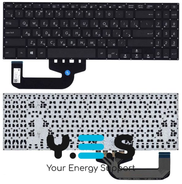 Клавіатура для ноутбука ASUS X507 чорна, без рамки (No Frame), розкладка RU