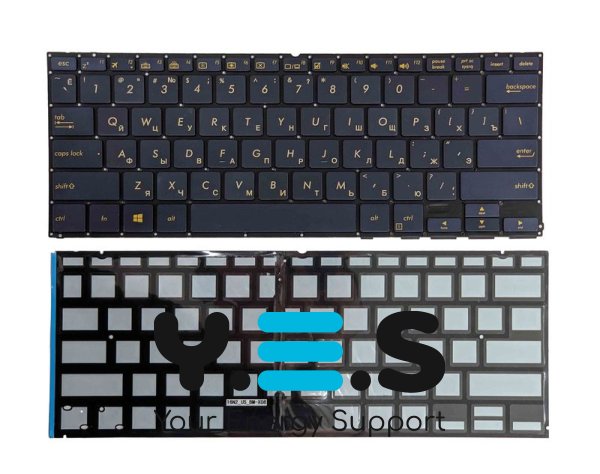 Клавіатура для ноутбука Asus ZenBook Flip S UX370UA — чорна, без рамки, RU-розкладка