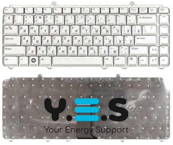 Срібляста клавіатура для ноутбуків Dell Inspiron 1420/1525/1540 та Vostro 1400/1500, розкладка RU/EN