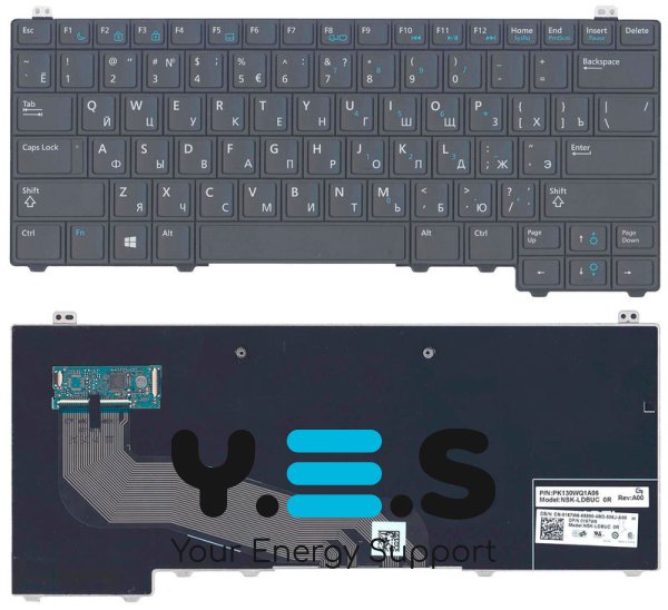 Клавіатура для ноутбука **Dell Latitude E5440**, чорна, **RU-розкладка**