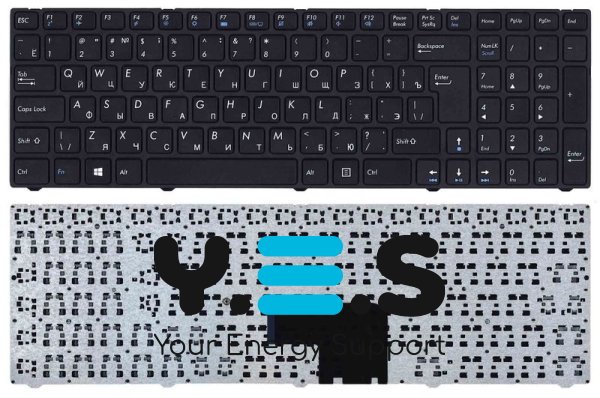 Клавіатура для ноутбука DNS Pegatron C15, C17 — чорна, з рамкою, RU-розкладка