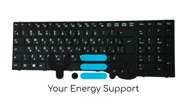 Клавіатура для ноутбука Fujitsu LifeBook A514/A544/A554/A555/AH544/AH554/AH555/AH564 — чорна, з чорною рамкою, RU-розкладка