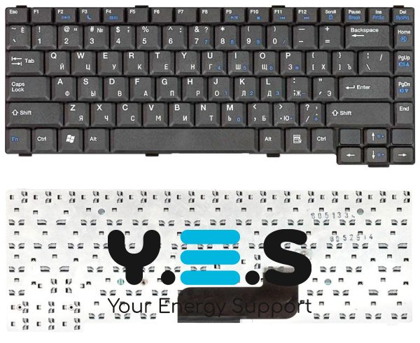 Клавіатура для ноутбука Gateway CX200, CX210, M280, M285, CX2620, CX2620h, CX2608, CX2610, CX2615, CX2619, CX2724, CX2720 — чорна, RU-розкладка