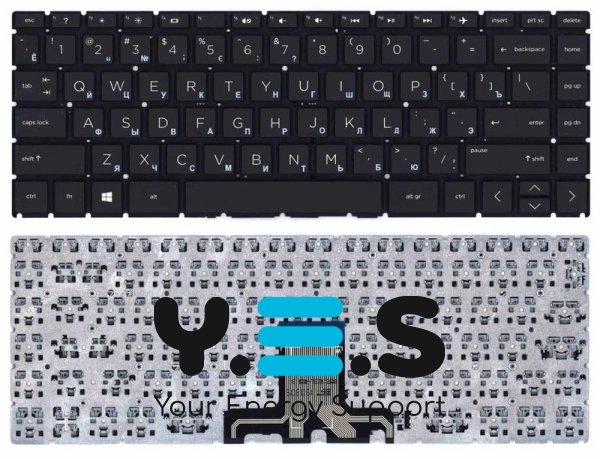 Клавіатура для ноутбука HP 240 G7, чорна, без рамки (No Frame), RU-розкладка
