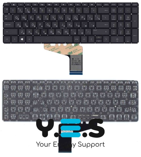 Клавіатура для ноутбука HP Omen 15-dh — чорна, без рамки, розкладка RU