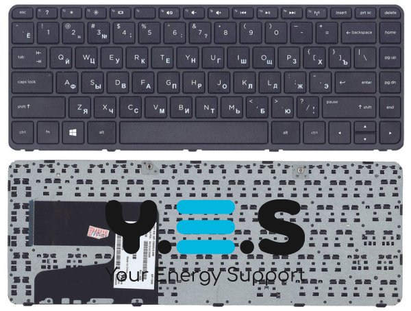 Клавіатура для ноутбука HP Pavilion 14-E, чорна, з чорною рамкою, розкладка RU