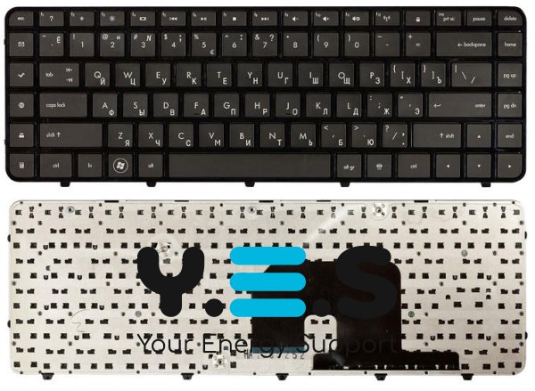 Клавіатура для ноутбука HP Pavilion серії DV6: DV6-3000, DV6-3100, DV6-3200, DV6-3300, DV6-4000, DV6T-3000, DV6T-3100, DV6T-3200, DV6T-4000, DV6Z-3000, DV6Z-3100 — чорна, RU