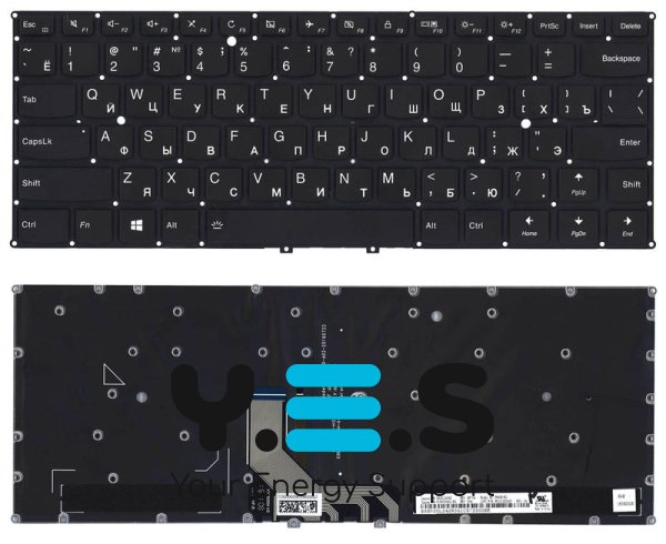 Клавіатура для ноутбука Lenovo 920-13IKB, чорна, з підсвіткою Light, без рамки, розкладка RU