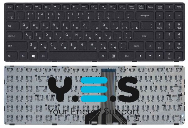 Клавіатура для ноутбука Lenovo IdeaPad 300-15 та 100-15IBD — чорна, без рамки, RU-розкладка