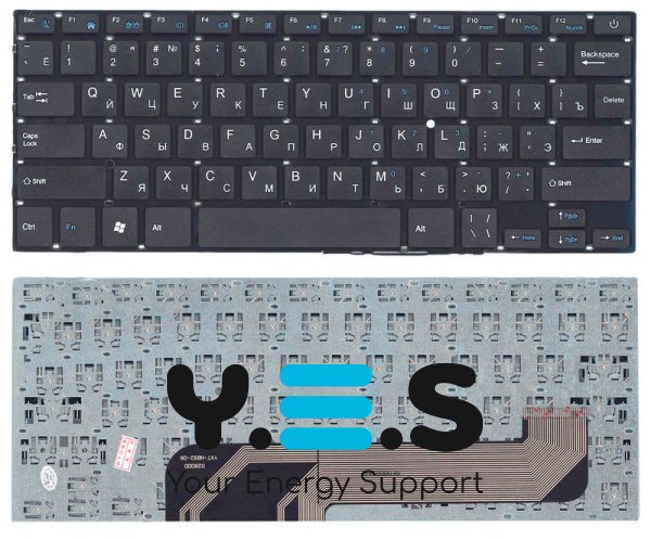 Клавіатура для ноутбука Prestigio SmartBook 141A — чорна, без рамки, розкладка RU