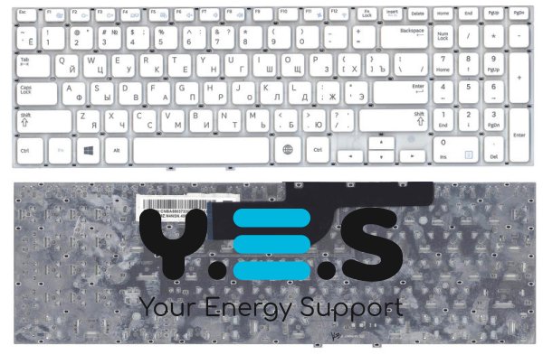 Клавіатура для ноутбука Samsung 355V5C / 350V5C / NP355V5C / NP355V5C-A01, біла, без рамки, RU-розкладка