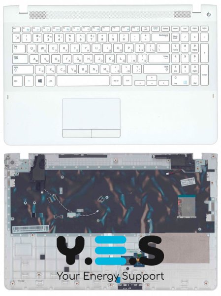 Клавіатура для ноутбука Samsung 370R4E з білим TopCase, біла, розкладка RU