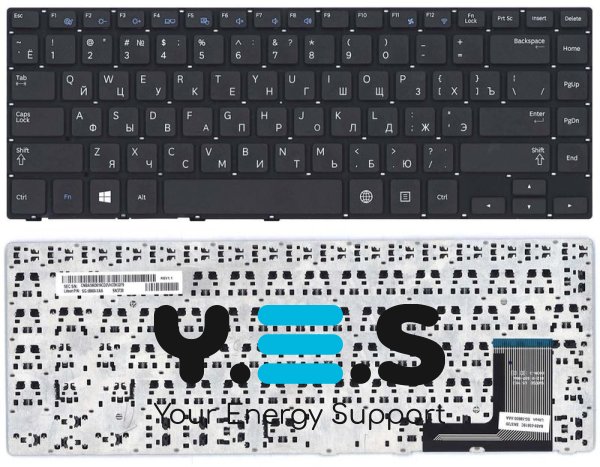 Клавіатура для ноутбука Samsung 470R4E (BA59-03619C) — чорна, без рамки, RU-розкладка