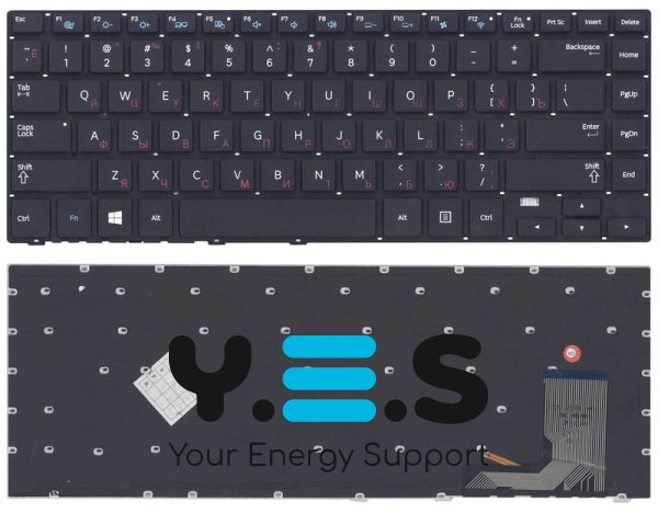 Клавіатура для ноутбука Samsung 470R4E (BA59-03619C) з підсвіткою Light, чорна, без рамки, розкладка RU