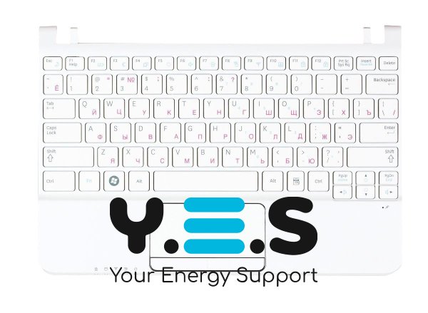 Клавіатура для ноутбука Samsung N210 біла з білим TopCase, розкладка RU