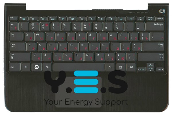 Клавіатура для ноутбука Samsung NP900X1B, чорна, з верхньою панеллю (TopCase Black), розкладка RU