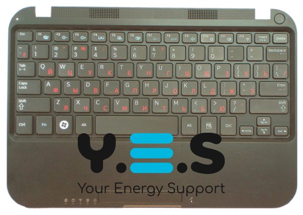 Клавіатура для ноутбука Samsung NS310, чорна, з верхньою панеллю TopCase (Black), розкладка RU